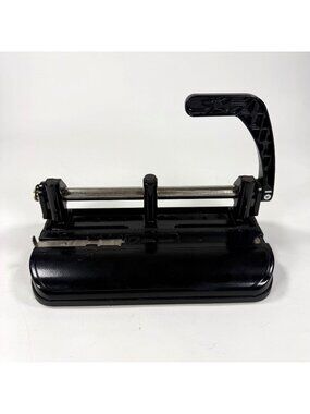 ACCO Model 350 Adjustable 3-Hole Paper Punch Black Metal Heavy Duty Office Tool